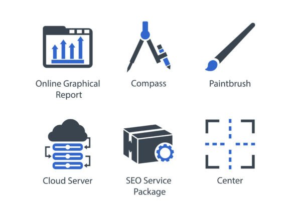 SEO Internet Blue Icon Set 12: Elevating Digital Design with Precision and Purpose