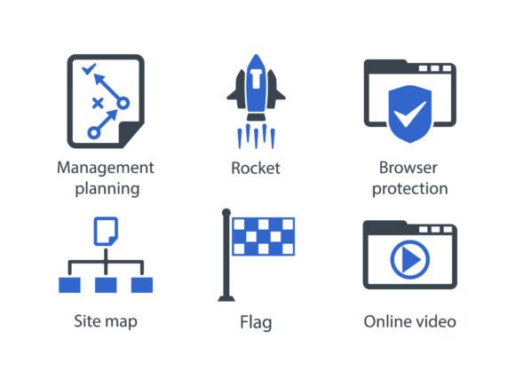 SEO Internet Blue Icon Set 6: Enhancing Visual Communication for Digital Success