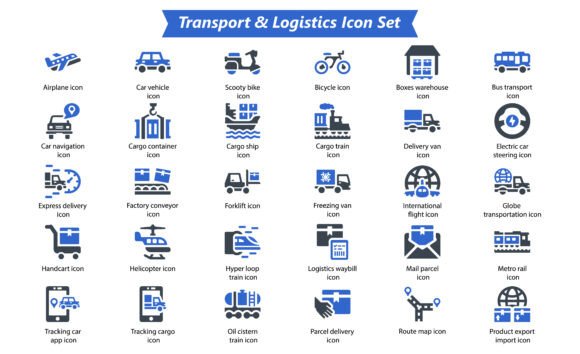 Transport and Logistics Icon Set: A Versatile Resource for Designers